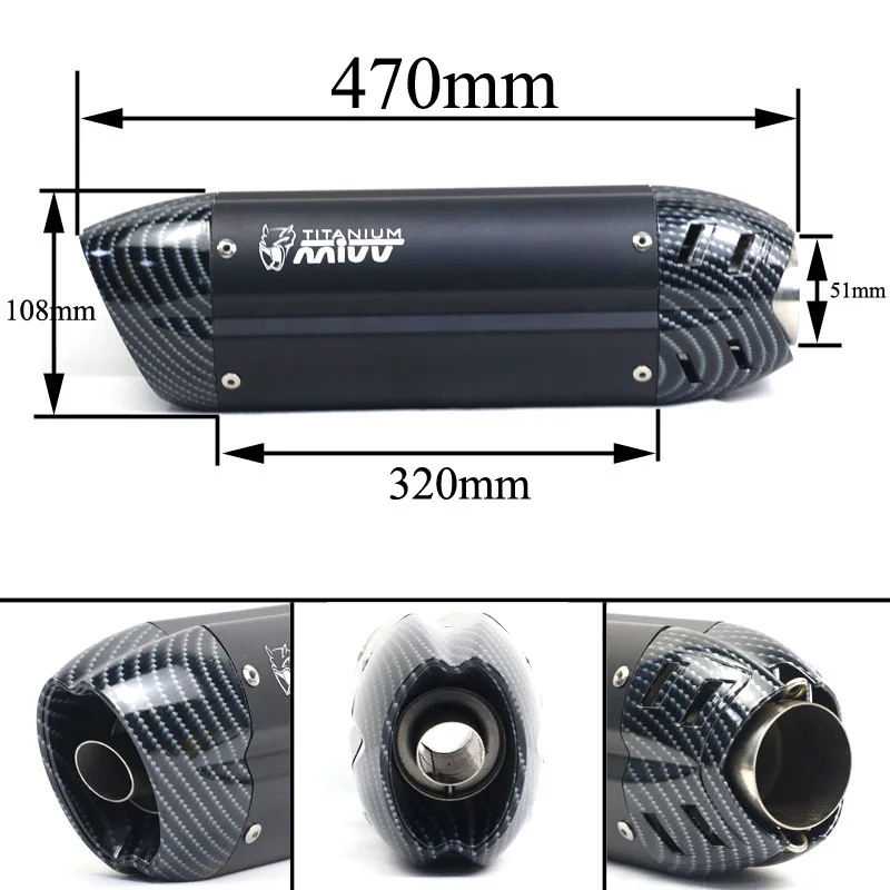 Универсальный 51 мм мотоцикл Муфельная выхлопная труба MIVV выхлопная GY6 скутер яма Байк труба для er6n Z800 итальянский дьявол ninjia 250