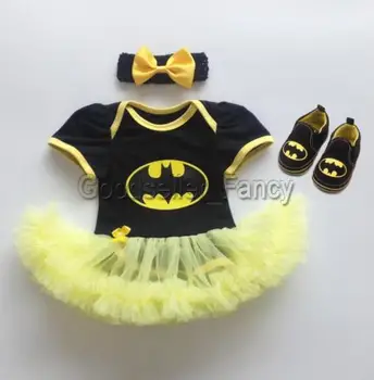 

Batman Newborn Baby Girls clothes Tutu Dress Romper Bodysuit+Bow Headband Outfits Set 0-12m