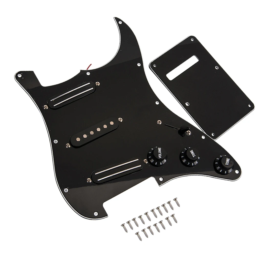 3 Ply Electric Guitar Prewired Loaded Pickup Pickguard Scratch Plate with Back Cover Mounting Screws