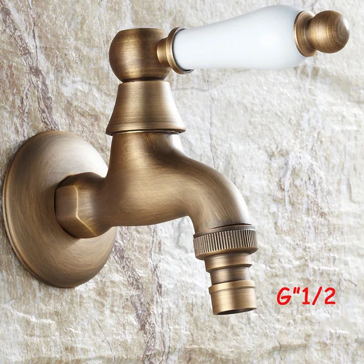 Concealed Antique Brass Washing Machine Tap Laundry Faucet Tap Ceramic