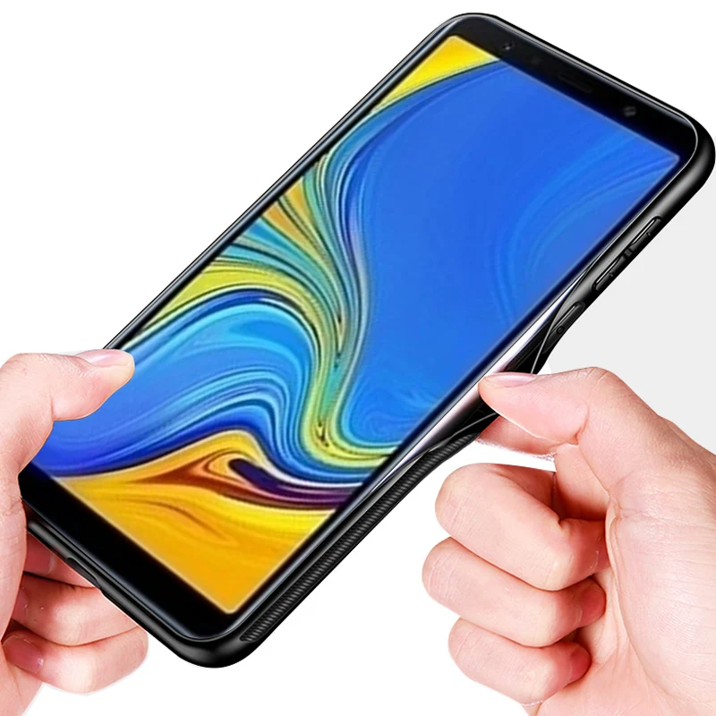 Для samsung A7 чехол A 7 PC Пластиковый стеклянный чехол для телефона черный TPU бампер чехол для samsung Galaxy A7 A750 7A чехол