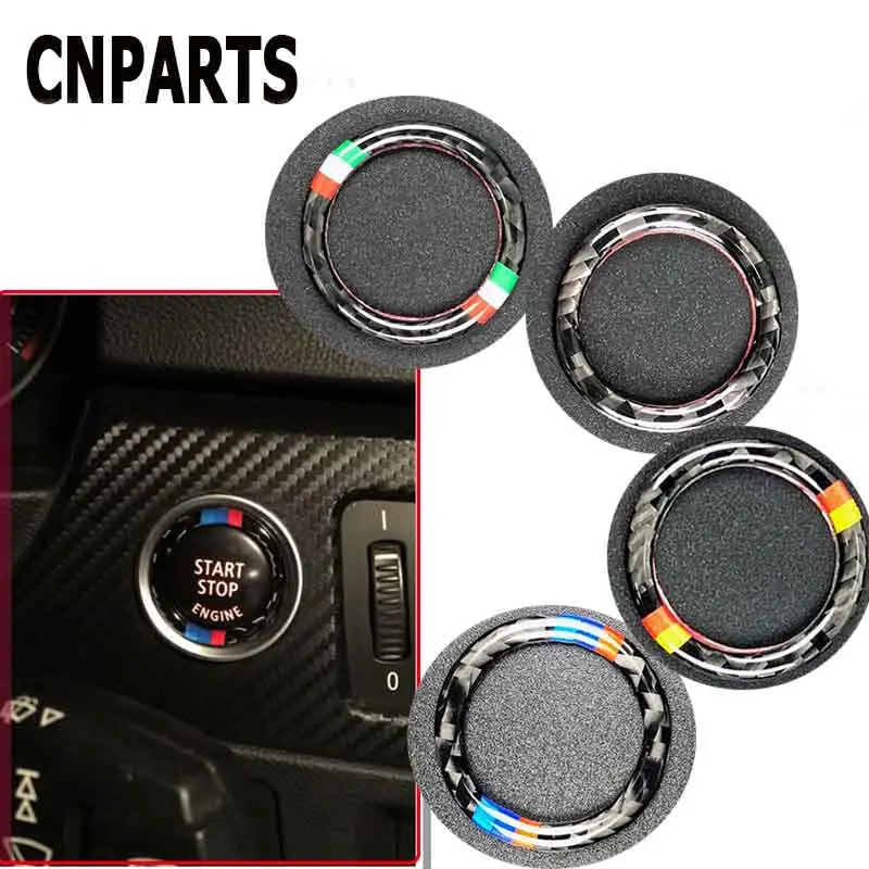 Koop CNPARTS Voor BMW 3 Serie E90 E92 E93 Z4 E89 Auto Styling Center Console Start Stop Motor Knop Sleutel Ringen carbon Stickers