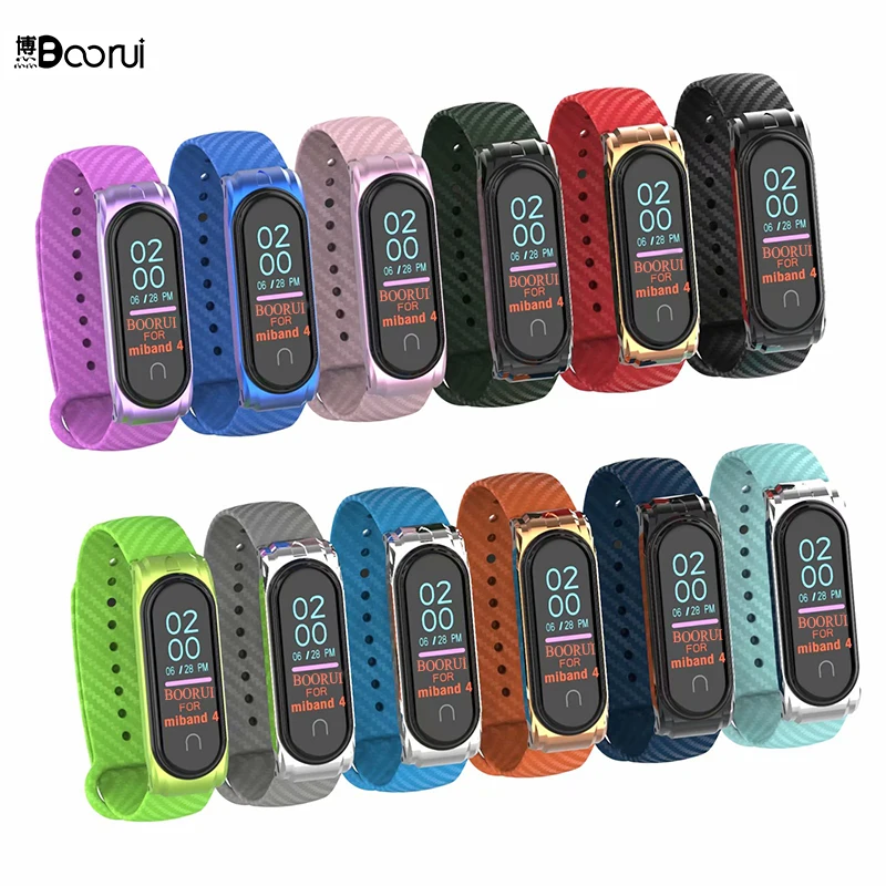 BOORUI для Xiaomi MiBand 4 ремешок из углеродного волокна mi band ремешки Модные Цветные Miband