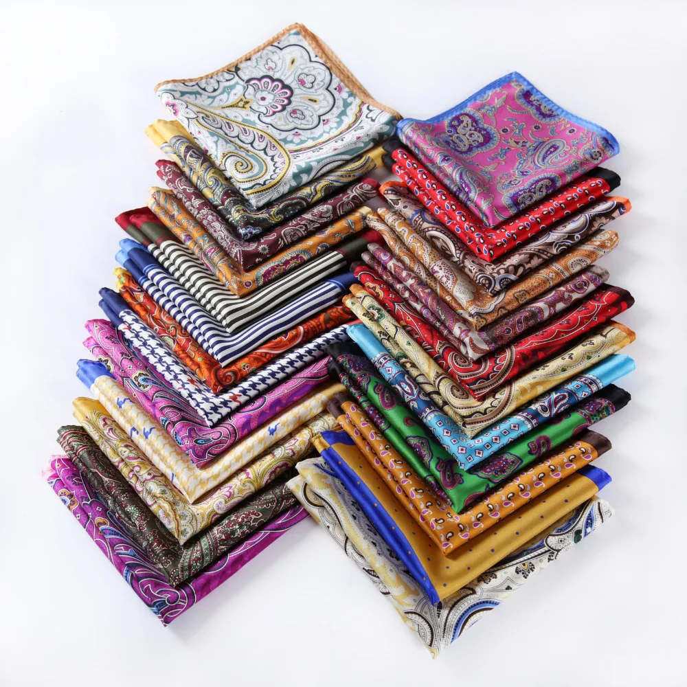 HISDERN Paisley Floral 100/% Natural Silk Printed Pocket Square Mens Fashion Classic Handkerchief