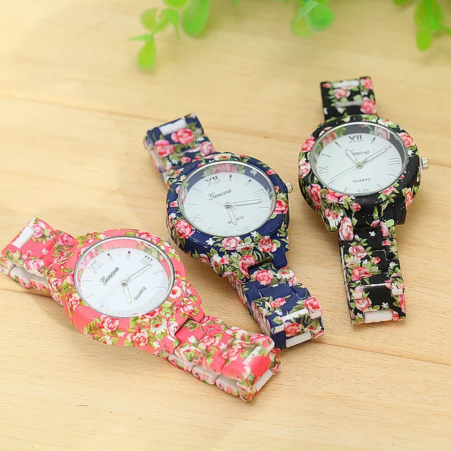 New Fashion Design Pattern Plastic Flower Band Quartz Watch Hot Sale Women Dress New Fashion Design Pattern Plastic Flower Band Quartz Watch Hot Sale Women Dress