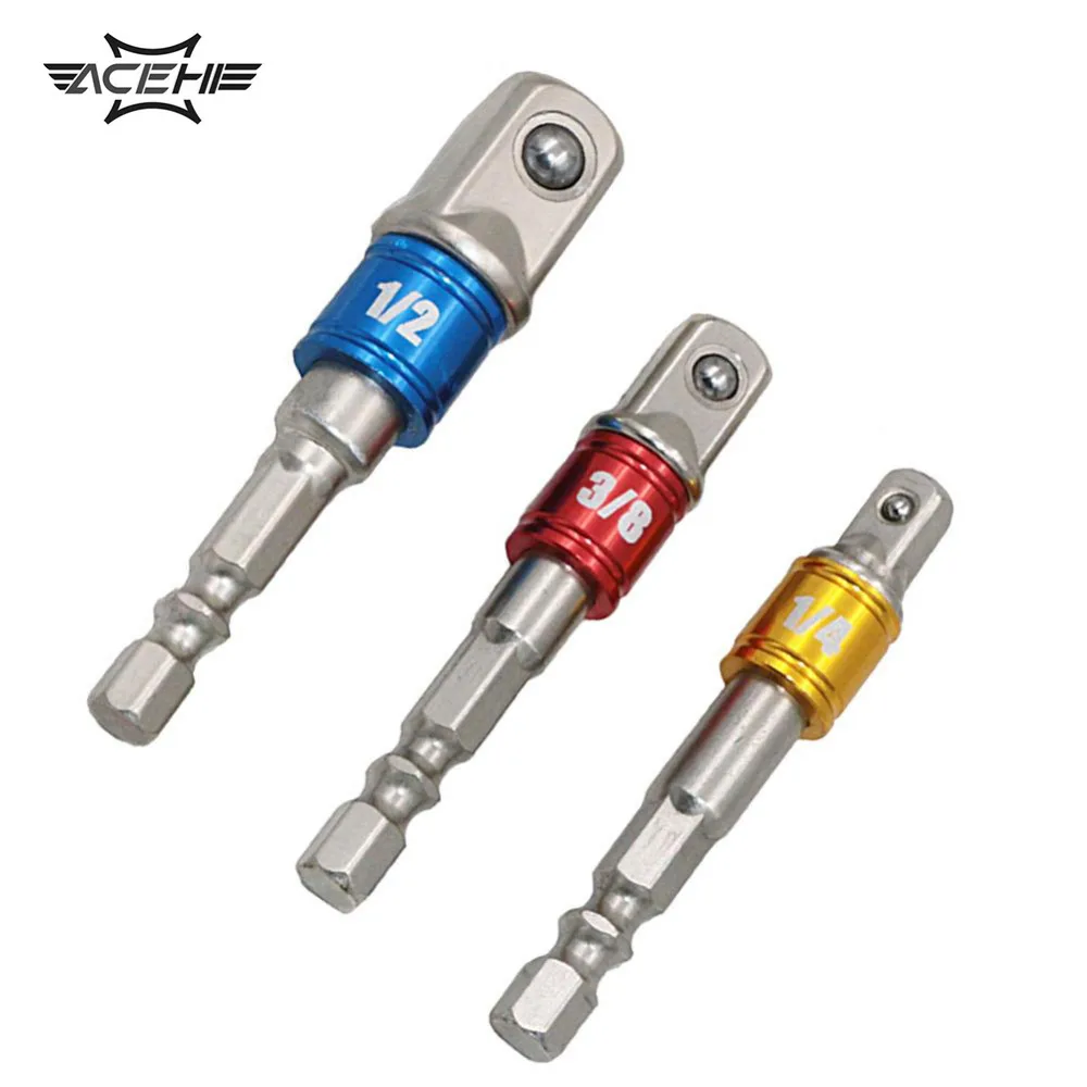3pcs Power Screwdriver Driver Socket Bit Adapter Drill Nut Driver 1/4