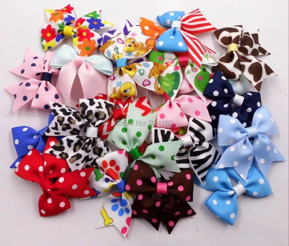 

100pcs Diy 2" Mini Print cheer bow headwear headdress Mulit colors Picked (no clip)