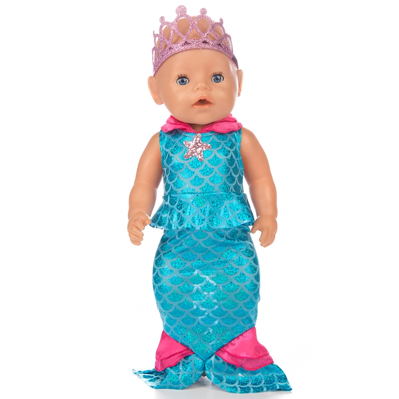 High quality blue dresscrown doll clothes wear for 43cm baby doll High quality blue dresscrown doll clothes wear for 43cm baby doll