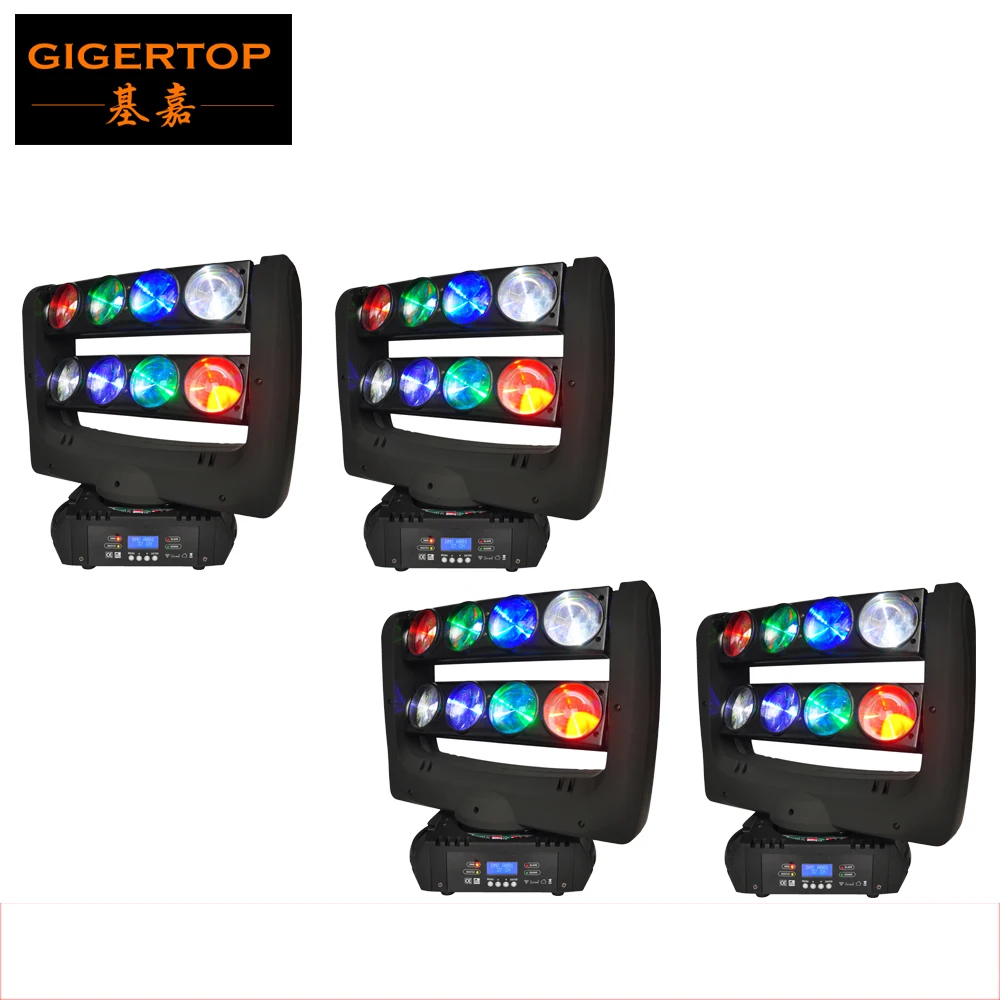 

Freesshipping 4 Pack Double Roll 8*10W Led Moving Head Spider Light USA Cree Lamp 11CH/37CH DMX512 Control Pixel Running Control