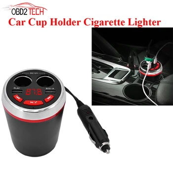 

Car Charger Cup Type Bluetooth FM transmitter Car Kit with Dual Cigarette Lighter Socket Dual USB Charger Car Music MP3 Player