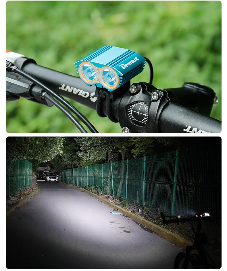 Deemount Велосипедное переднее освещение 8,4 в фара 2LED 350 люмен опционально#18650 Батарейный блок 8,4/5,0 в выход 1A зарядное устройство фонарик для велосипеда