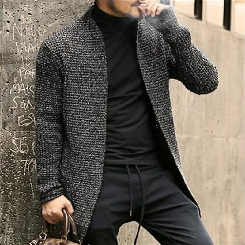 Mens Sweater Long Sleeve Cardigan Males 