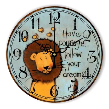 

2018 Cartoon Animal Lion Tiger Big Numeral Large Wall Clock Watch Children Room Home Decoration Wall Clock Modern Design for Kid