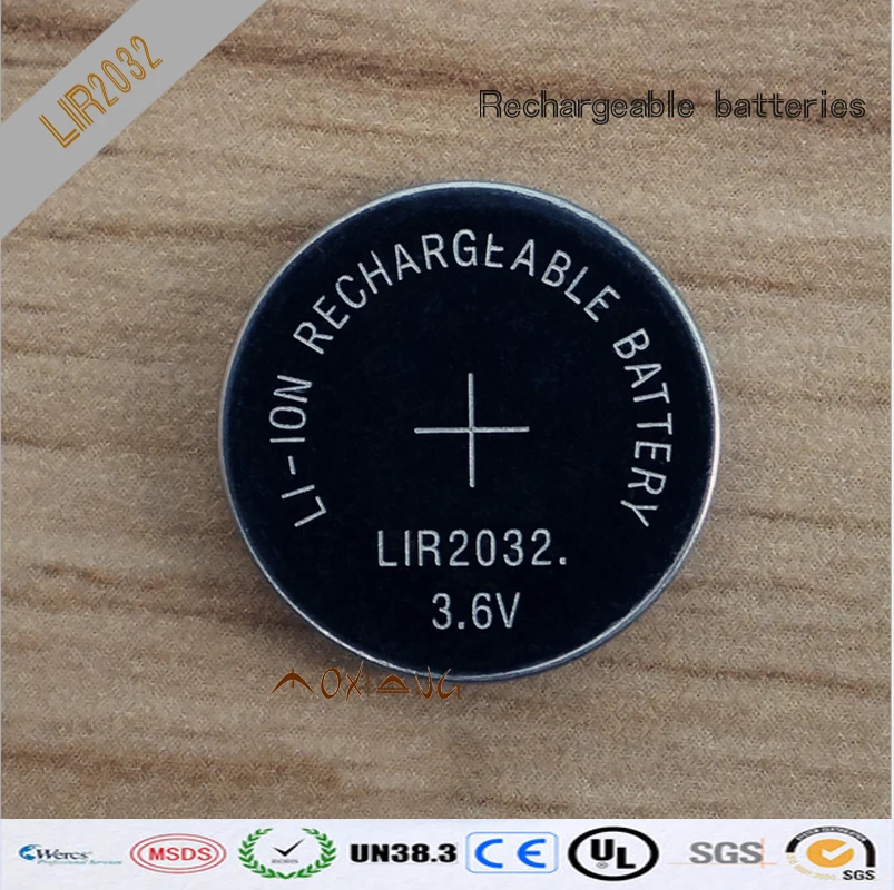 Литий ионный аккумулятор LIR2032 высокое качество 20 шт./лот 3 6 В перезаряжаемая