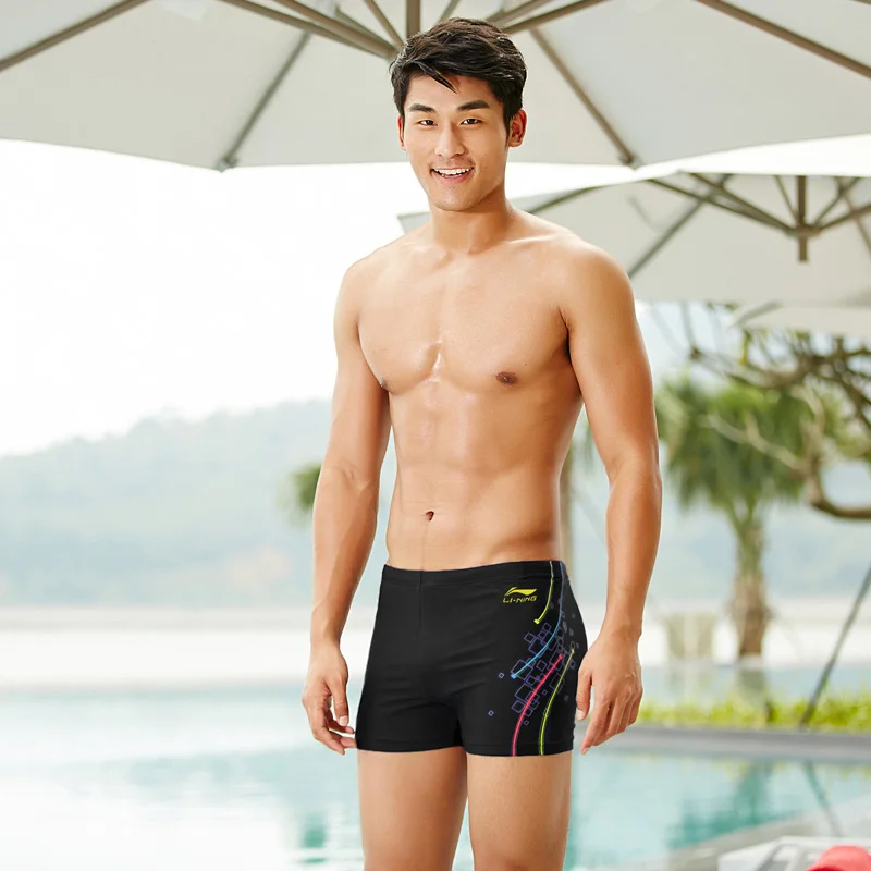 

2018 New LI-NING Swimming trunks Men's Sport Boxer Shorts Fina professional Big Size Racing Competition Quick Dry Swim Shorts
