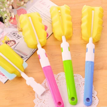 

Long Handle Bottle Brush Thickening Sponge Brush Clean Folding Cup Free Shipping