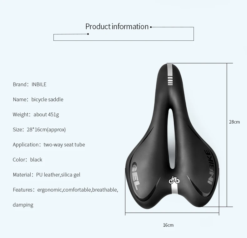 INBIKE, новинка, MTB, горный велосипед, велосипедный, силиконовый, нескользящий, седло, силикагель, подушка, сиденье, черное, велосипедное седло