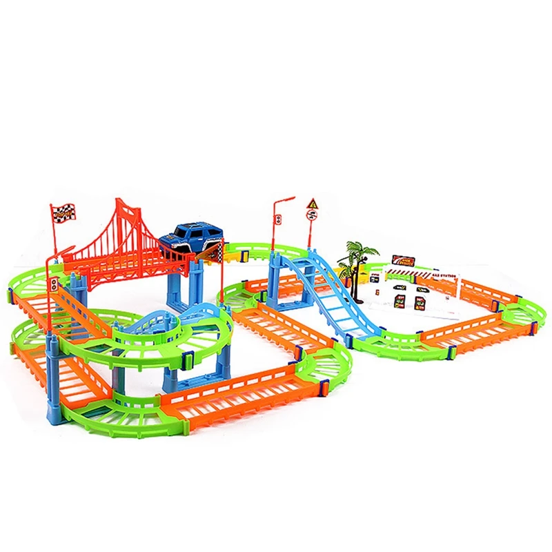 

Two-layer Spiral Track Roller Coaster Toy Electric Rail Car for Kids Child Gifts Hot Wheels Brinquedos Menino Lada