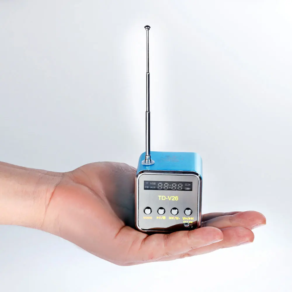 

Portable TD-V26 Digital FM Radio Speaker Mini FM Radio Receiver With LCD Stereo Loudspeaker Support Micro TF Card
