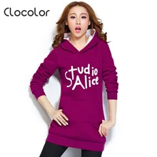 Clocolor Autumn Winter Warm Hoodies for Women Letter Printed Hooded Sweatshirt Full Sleeve Long Women Casual Tracksuit