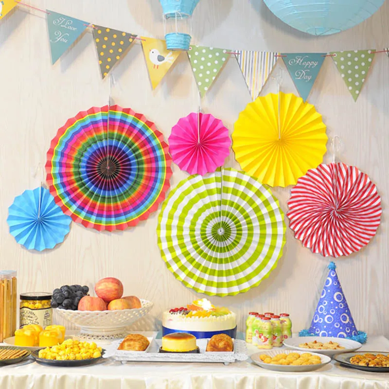 6pcs set paper fan backdrop decoration flower wedding birthday baby