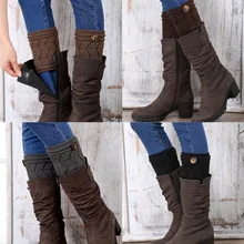 1 пара; женские короткие сапоги для девочек; трикотажные ножки; зимние сапоги; вязаные крючком; эластичные мягкие сапоги