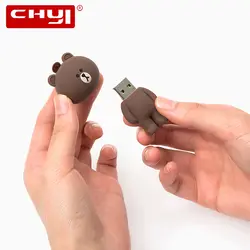 CHYI мини-мультфильм USB флешка милый флеш-накопитель бурый медведь белого и синего цвета черный Memory Stick 4ГБ 8ГБ 16ГБ 32ГБ 64ГБ флешки и диск