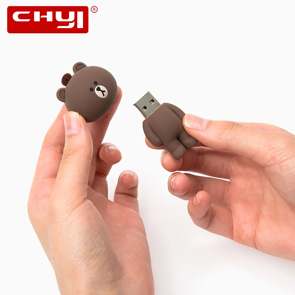 CHYI Mini мультяшный USB флеш накопитель милый коричневый медведь белый синий черный
