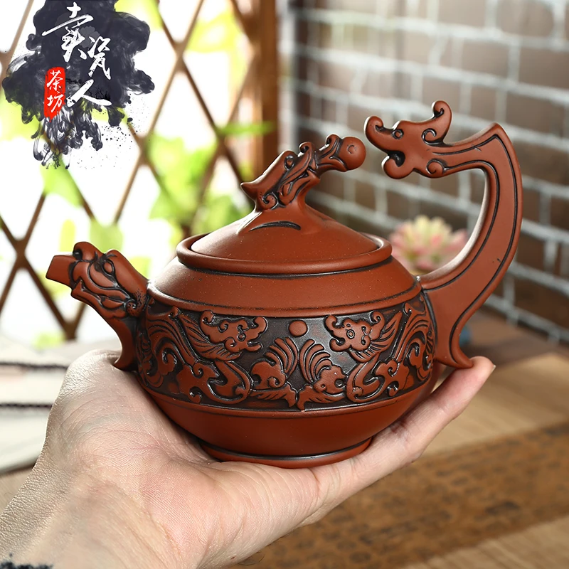Китай Исин чайник керамический ручной работы большой чайник бытовой чай фильтр цветочный чайник 350 мл