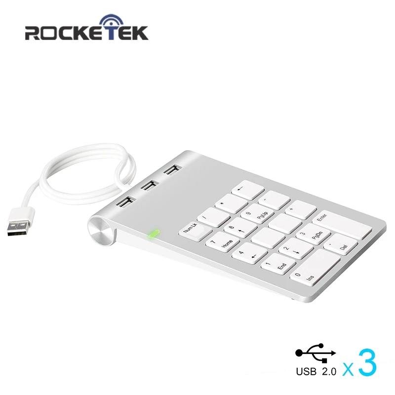 Rocketek USB цифровая клавиатура 18 клавиш с тремя 2 0 концентраторами для мини цифровой