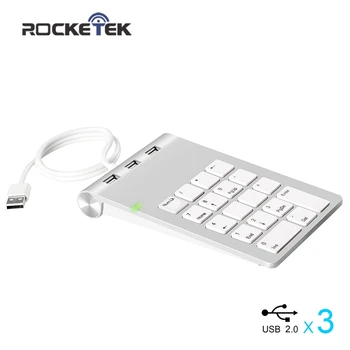 

Rocketek USB Numeric Keypad 18 Keys with three USB 2.0 Hubs for Mini Digital Keyboard Ultra Slim Number Pad PC