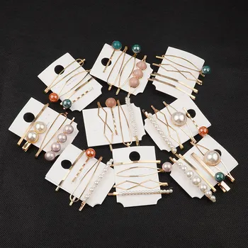 

4pcs/set Pearl Hair Clips Metal Hair Clips Water Drop Bobby Pins Acrylic Hair Accessories Gold Barrette Girls Fashion Hairpins