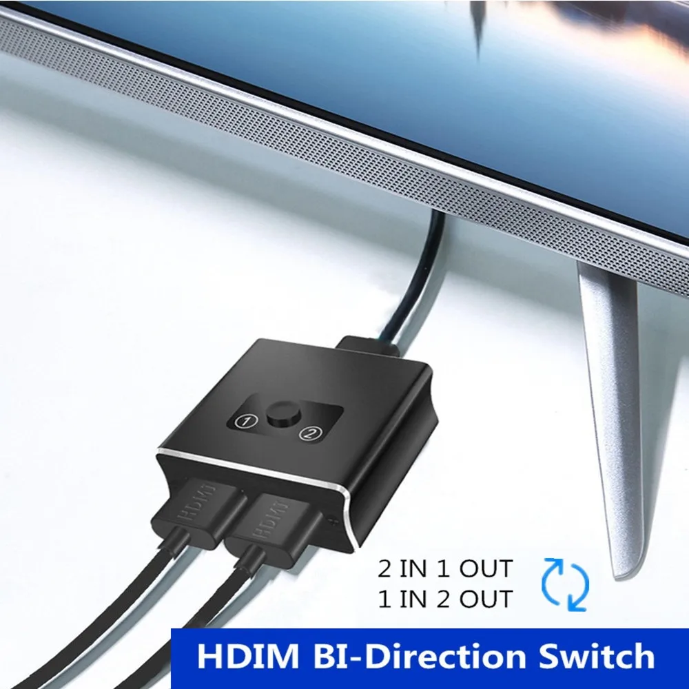HDMI переключатель 4k * 2k 30Hz 2 in 1 out / разделитель Алюминиевый сплав чехол 4 кабель для