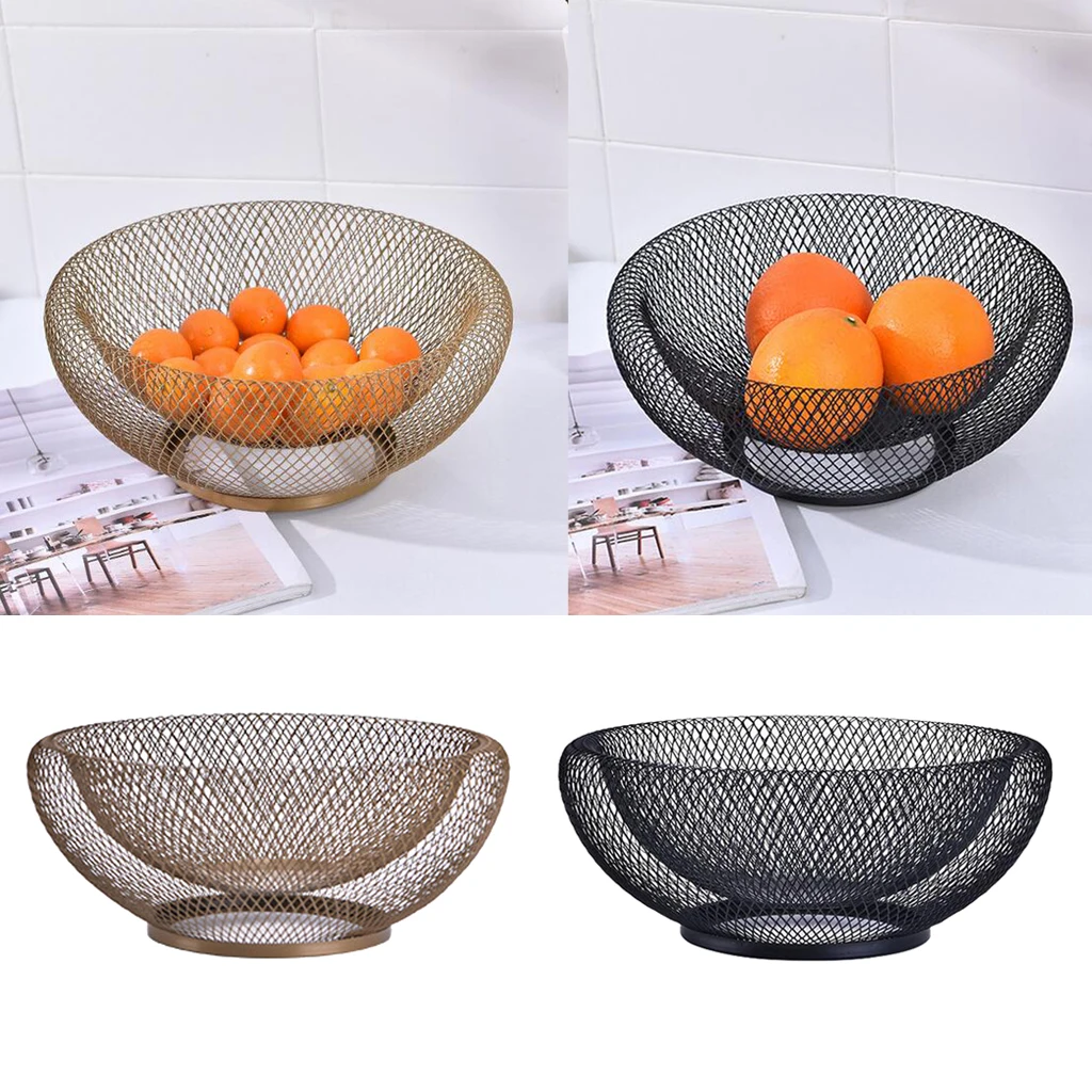 Nordic Double Wrought Iron Fruit Bowl Fruit Plate Dried Fruit Candy Storage Basket Home Decor