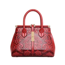 Nouveau 2016 Conception Vintage Rétro Chinois Style Floral Gaufrage Élégant PU En Cuir Sacs À Main Fourre-Tout Femmes Dames Sacs à Bandoulière an238