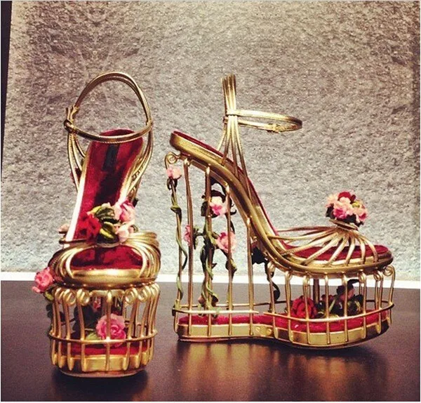 rose gold caged sandals