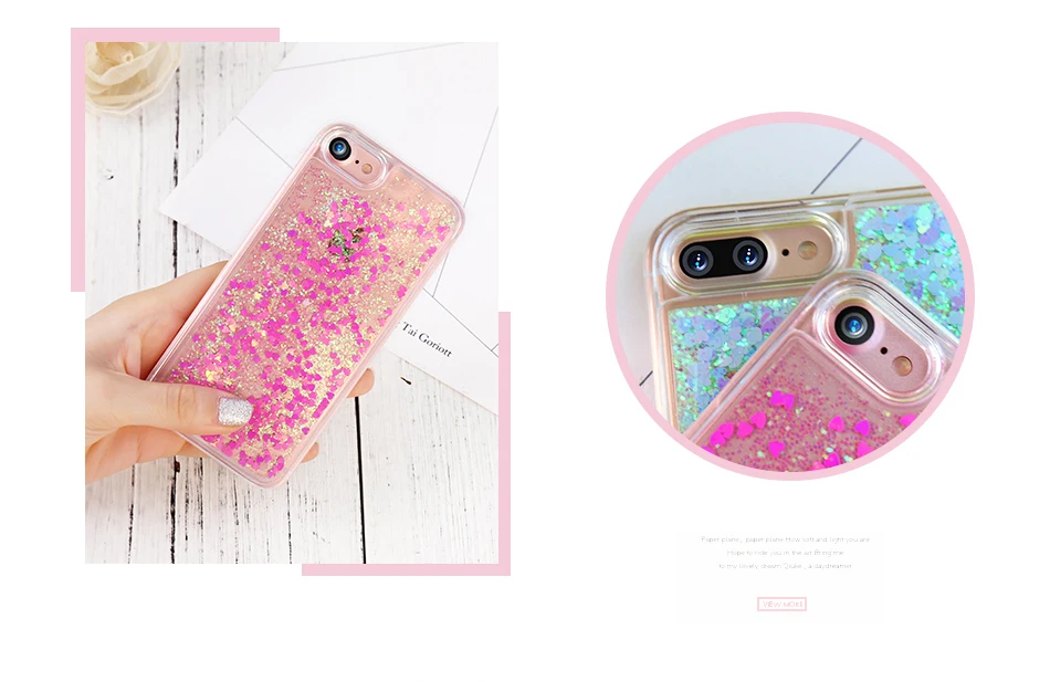 MR.YI Bling Heart Quicksand Phone Case For iPhone 7 6 6S Plus 5S Shiny Sequin Clear Case Cover For iPhone 5 5S SE 5C 6 6S Plus (5)