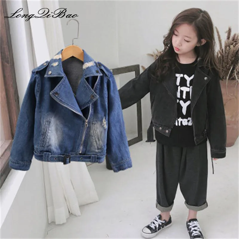 

Baby girl embroidery denim jacket large lapel 2018 new Korean version of the autumn girl Western style jacket
