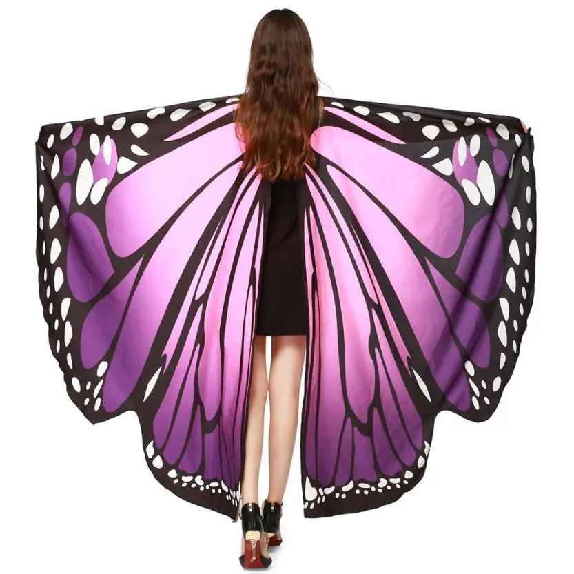Модные новые женские бабочки крыло шаль шарфы женские Nymph Pixie пончо костюм аксессуар печати пашмины Лето - Цвет: G