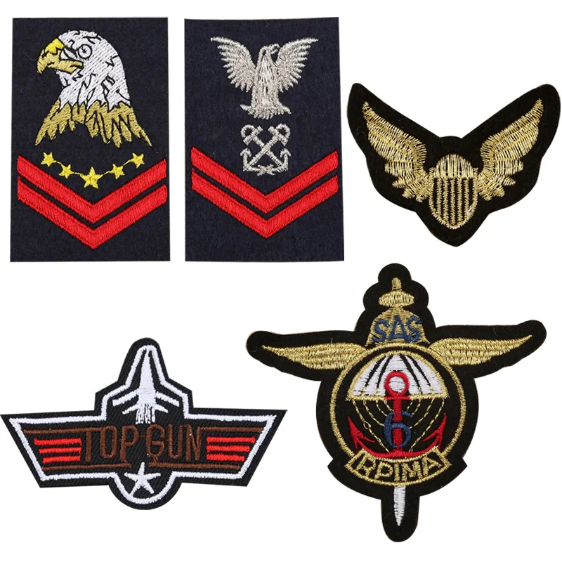 

5pc military Set "top gun" eagle embroidered patches for clothing costume army logo sew iron on clothes badge motif appliques