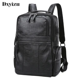 2023 New Large Capacity Travel Black Bags Genuine Leather Man Backpacks Male Zipper Designer School Backpack Men's High-quality