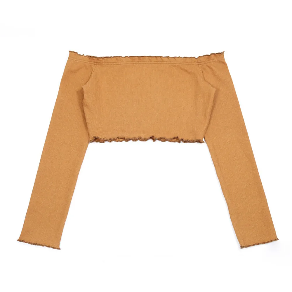 De las mujeres Del Hombro de Manga Larga Suelta Blusas Casuales Amarillo Slash Cuello de La Blusa de Estilo Coreano Ropa De Mujer jf6
