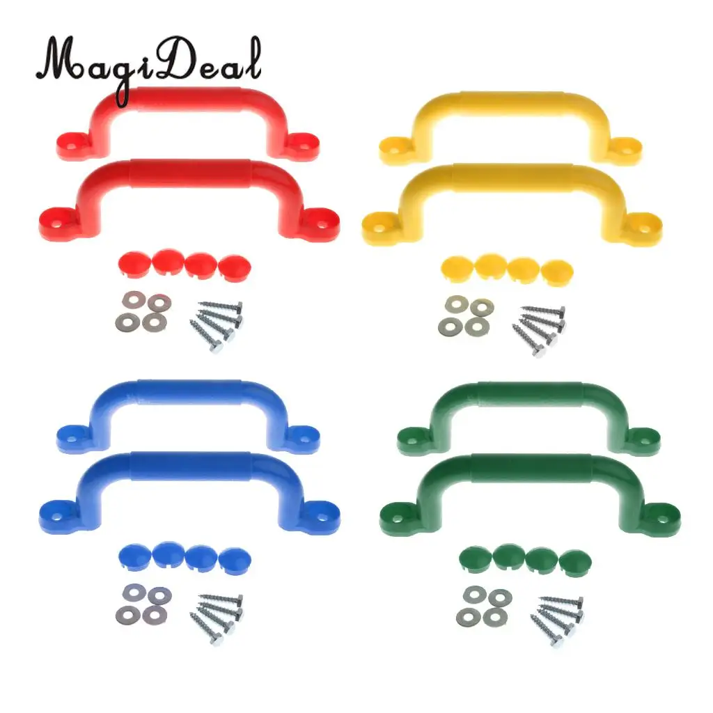 4 Pairs Durable Plastic Safety Nonslip Handle with Fixing Screws Kits Kids Outdoor Climbing Frame Wall Accessory