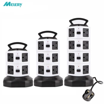 

Vertical Power Strip Surge Protector 6/10/14 AC Outlet UK Plug Socket with USB Smart Charging Station 9.8ft/3m Extendable Cord