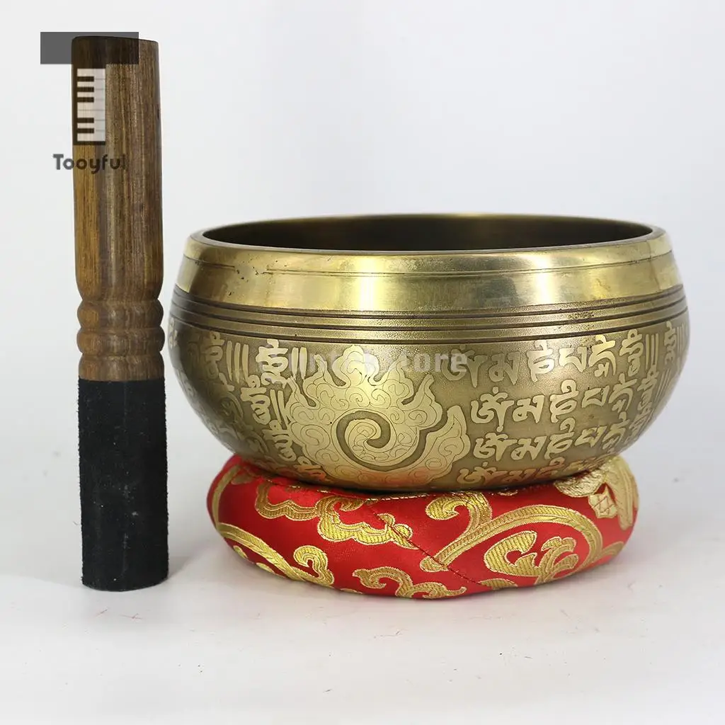 Tooyful Tibetan Handmade Silk Brocade Round Meditation Singing Bowl Cushion Ring Pillow Random Color