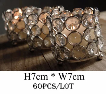 

60Pcs/Lot, H7cm*W7cm, Free Ship,Crystal Votive Candle Holder, Wedding Centerpiece & Wedding Decoration