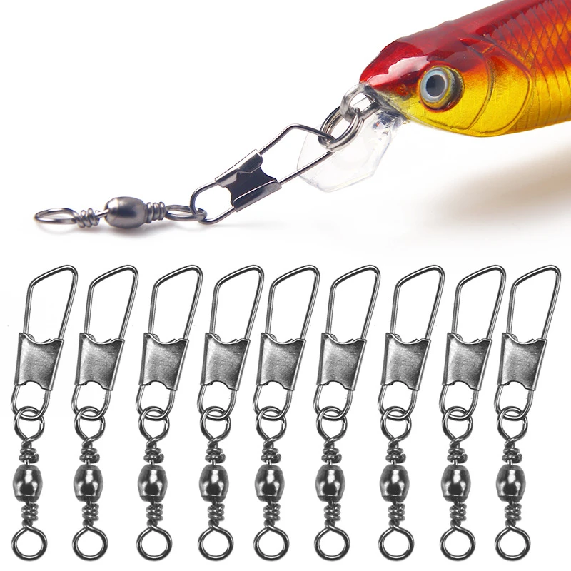 20pcs/lot Fishing Connector Rolling Swivel Stainless Steel Accessories Nice Snap Lure Tackles | Спорт и развлечения