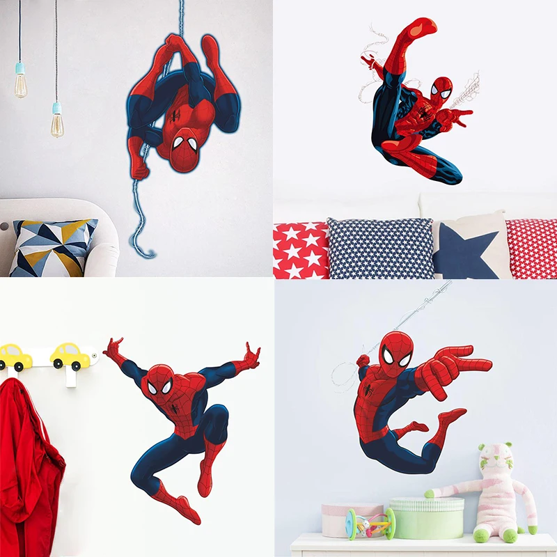 Популярный герой, Человек-паук, мультфильм, детская комната, наклейка, Настенная Наклейка для мальчика, игрушка на день рождения, подарок, детские, вечерние, домашний декор