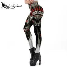 [You're My Secret] Новое поступление, леггинсы с черепом, женские леггинсы с 3D принтом в виде перьев короны, обтягивающие штаны с высокой талией
