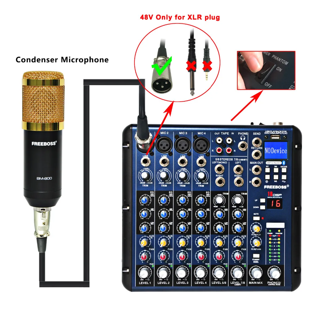 Freeboss SMR8 4 Mono + 2 стереозвука 8 каналов 16 DSP хорошее качество лидер продаж Bluetooth USB